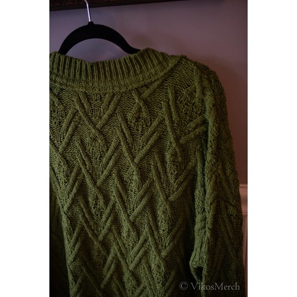 SALE Free People Montana Cable Cardi Sweater Green XS - Picture 5 of 5